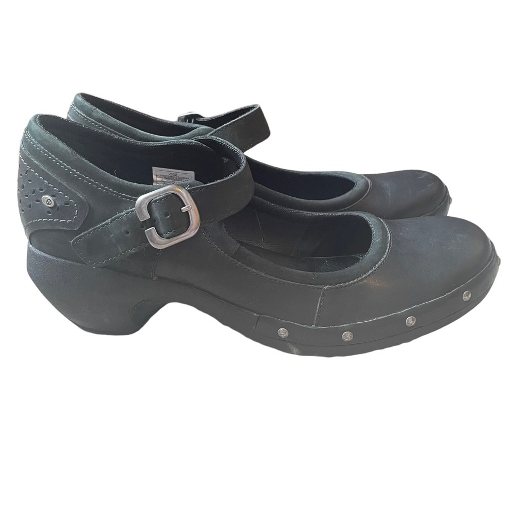 Merrell Black Mary Jane Clog Heels with Silver Buckle - Picture 12 of 12
